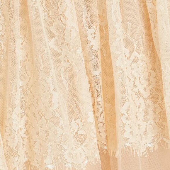 Mikael Aghal Off The Shoulder Corded Lace Maxi Dress Gown Champagne 6 NWT - Picture 7 of 7